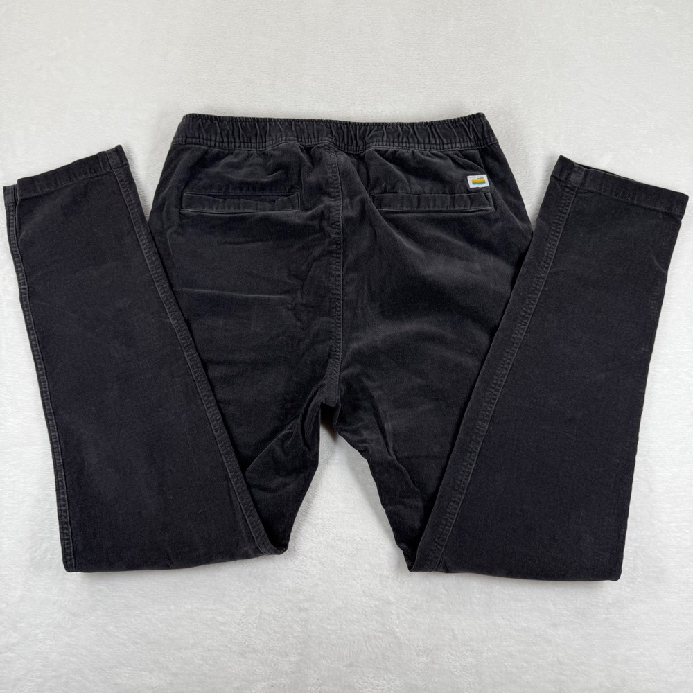 Vuori Mens Optimist Corduroy Pants Charcoal Black Elastic Waist Stretch Slim L